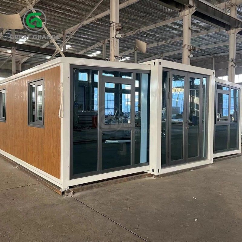 20フィート折りたたみ小屋 メーカー ブラウンガラスドア 10分 鋼筋フレームを建てる